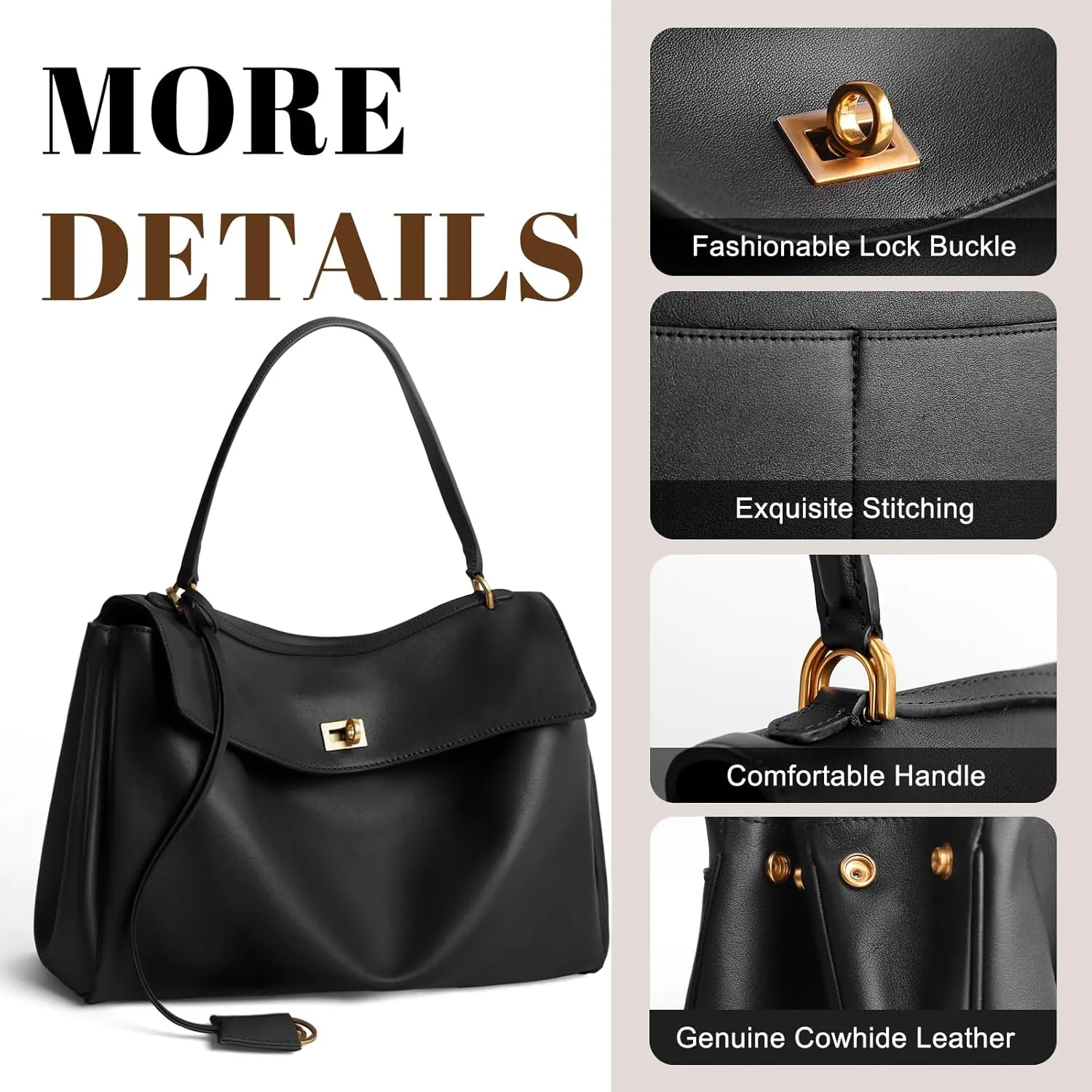 Genuine Leather Tote Bag for Women: Large Shoulder Handbag - Ladies Satchel Purse for Travel Work