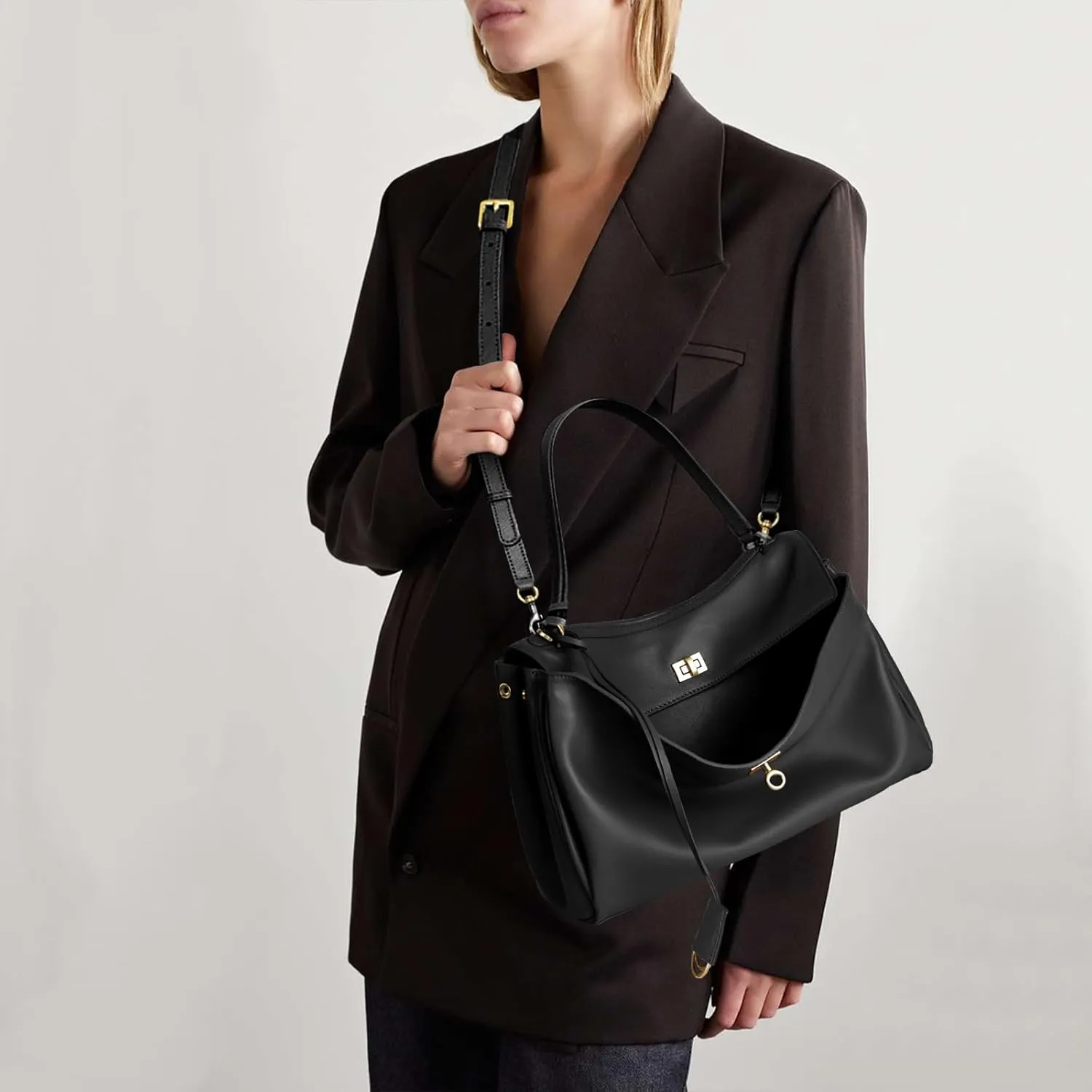 Genuine Leather Tote Bag for Women: Large Shoulder Handbag - Ladies Satchel Purse for Travel Work