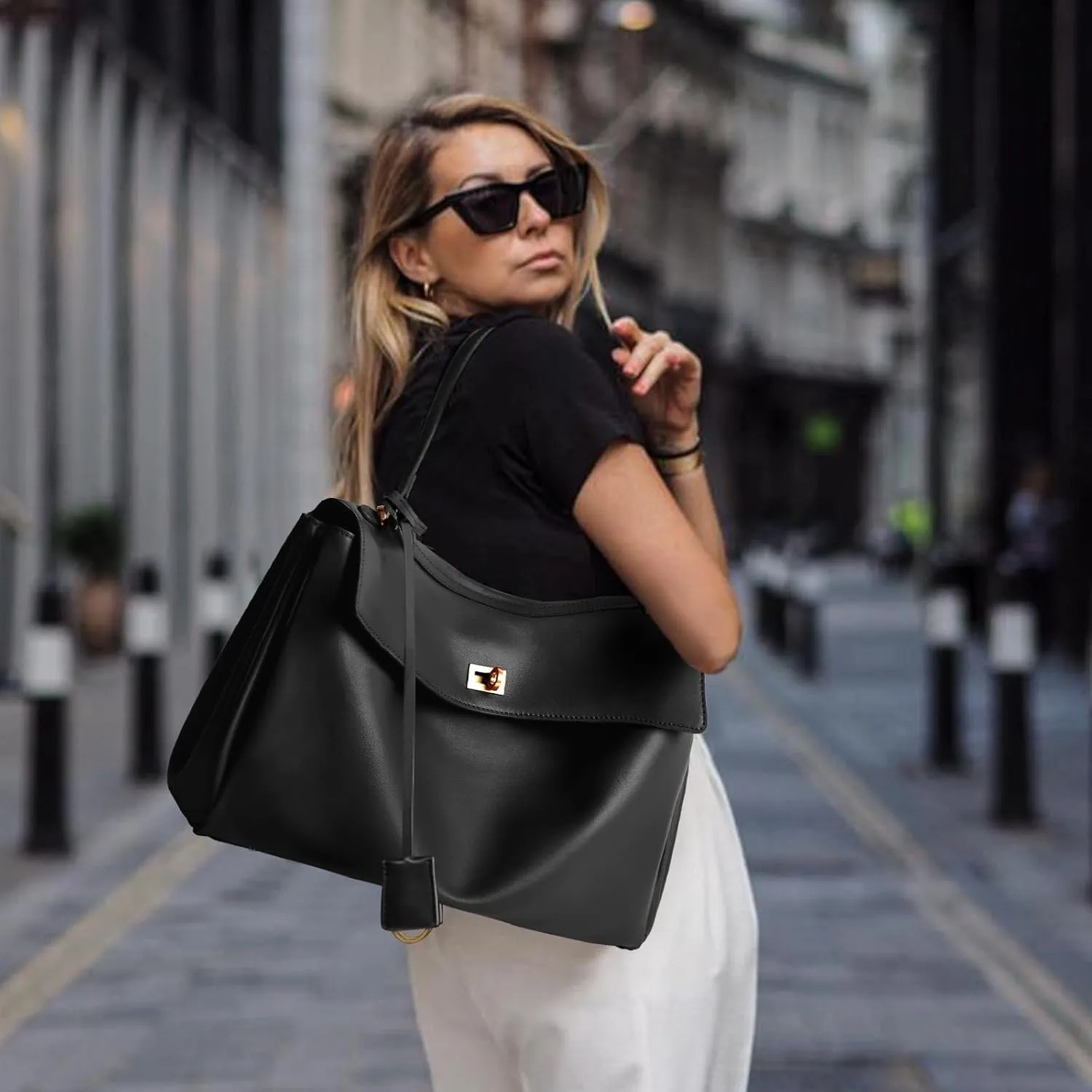 Genuine Leather Tote Bag for Women: Large Shoulder Handbag - Ladies Satchel Purse for Travel Work