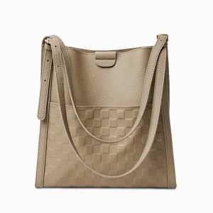 Genuine leather tote bag - large capacity shoulder handbag for daily use