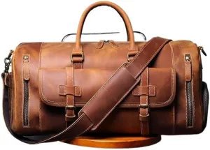 Genuine Leather Travel Bag Large Luggage Bag Men Leather Duffle Bag Large Weekend Bag Tote Big