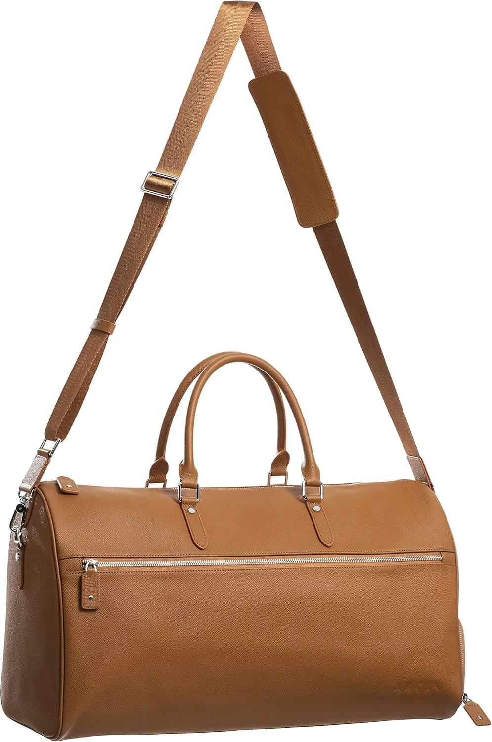 Genuine Leather Travel Bag with Shoe Compartment - Weekender/overnight bag, carry on, duffel bag (Brown)