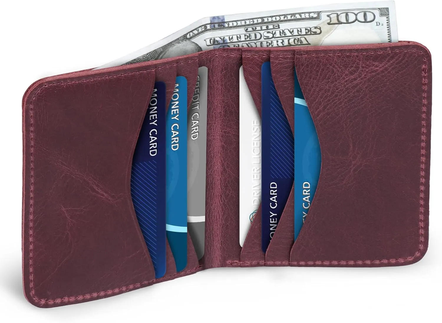 Genuine Leather Ultra Slim Bifold Card and Cash Wallet - Unisex