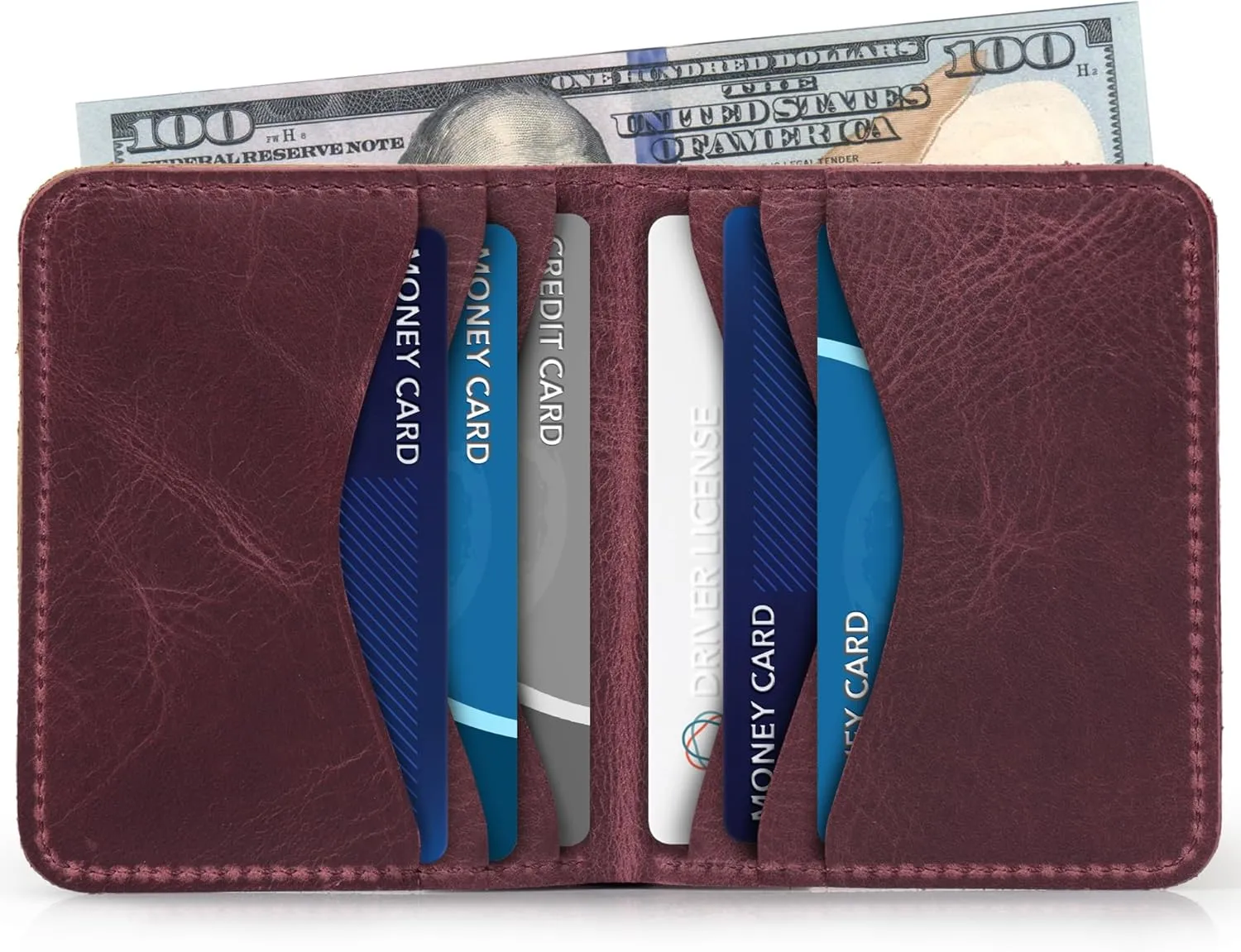 Genuine Leather Ultra Slim Bifold Card and Cash Wallet - Unisex