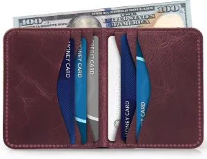 Genuine Leather Ultra Slim Bifold Card and Cash Wallet - Unisex