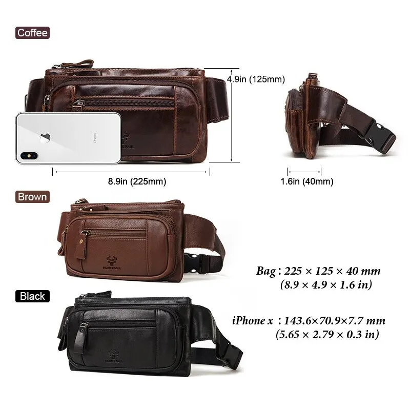 Genuine Leather Waist Packs Business Travel Chest Bag