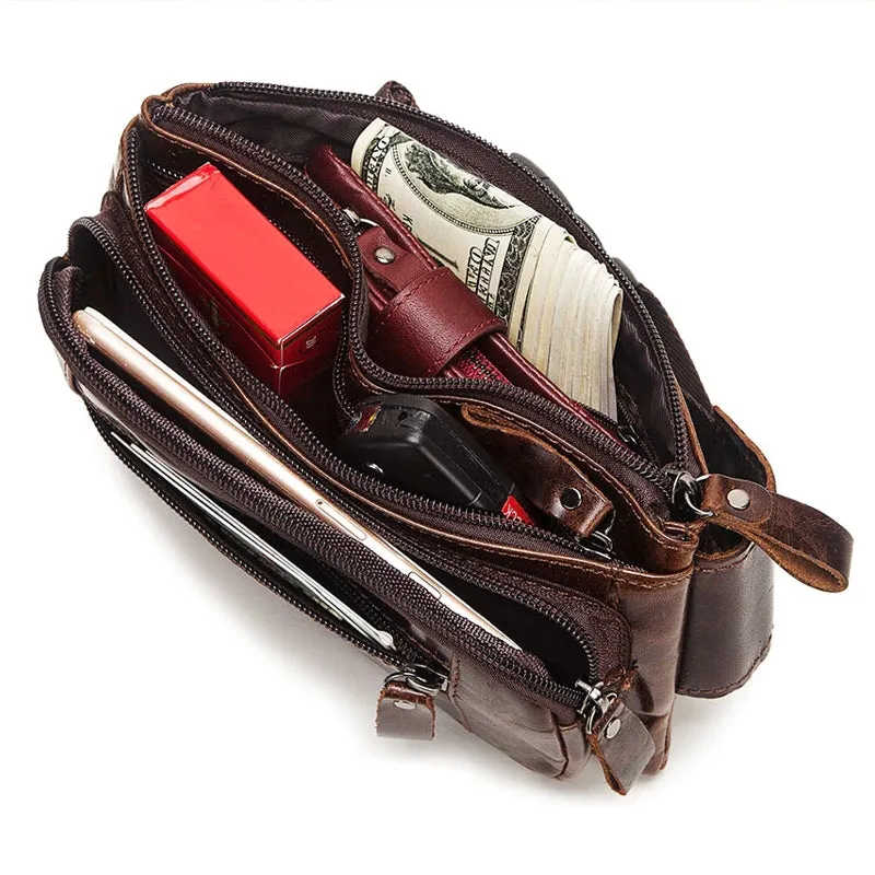 Genuine Leather Waist Packs Business Travel Chest Bag