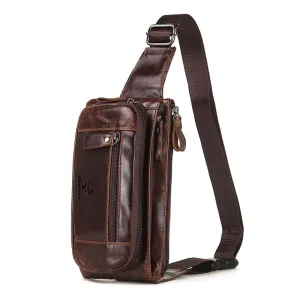 Genuine Leather Waist Packs Business Travel Chest Bag