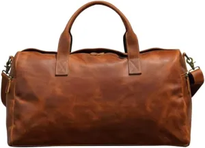 Genuine Leather Weekend Bag | Brown Travel Bag for Men and Women, Faux Leather with Attachable Shoulder Strap, Perfect Cabin Holiday Bag