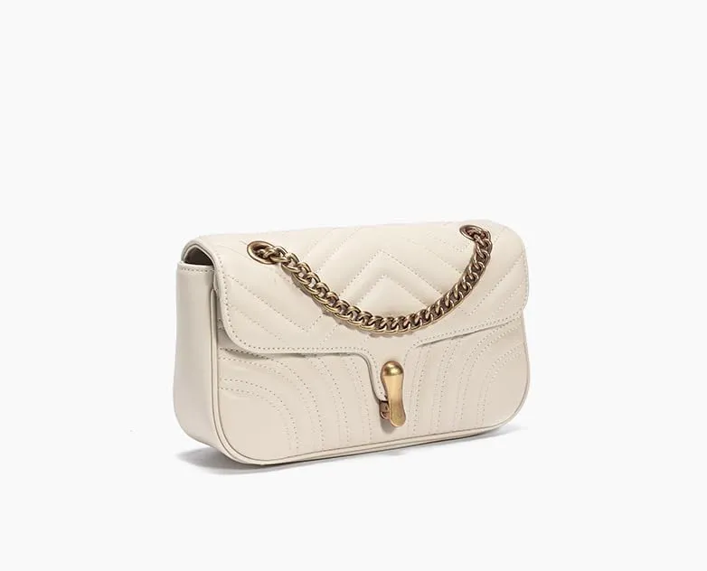 Genuine Leather Women's Bag Chain Shoulder Bag Cowhide Crossbody Purse Handbag