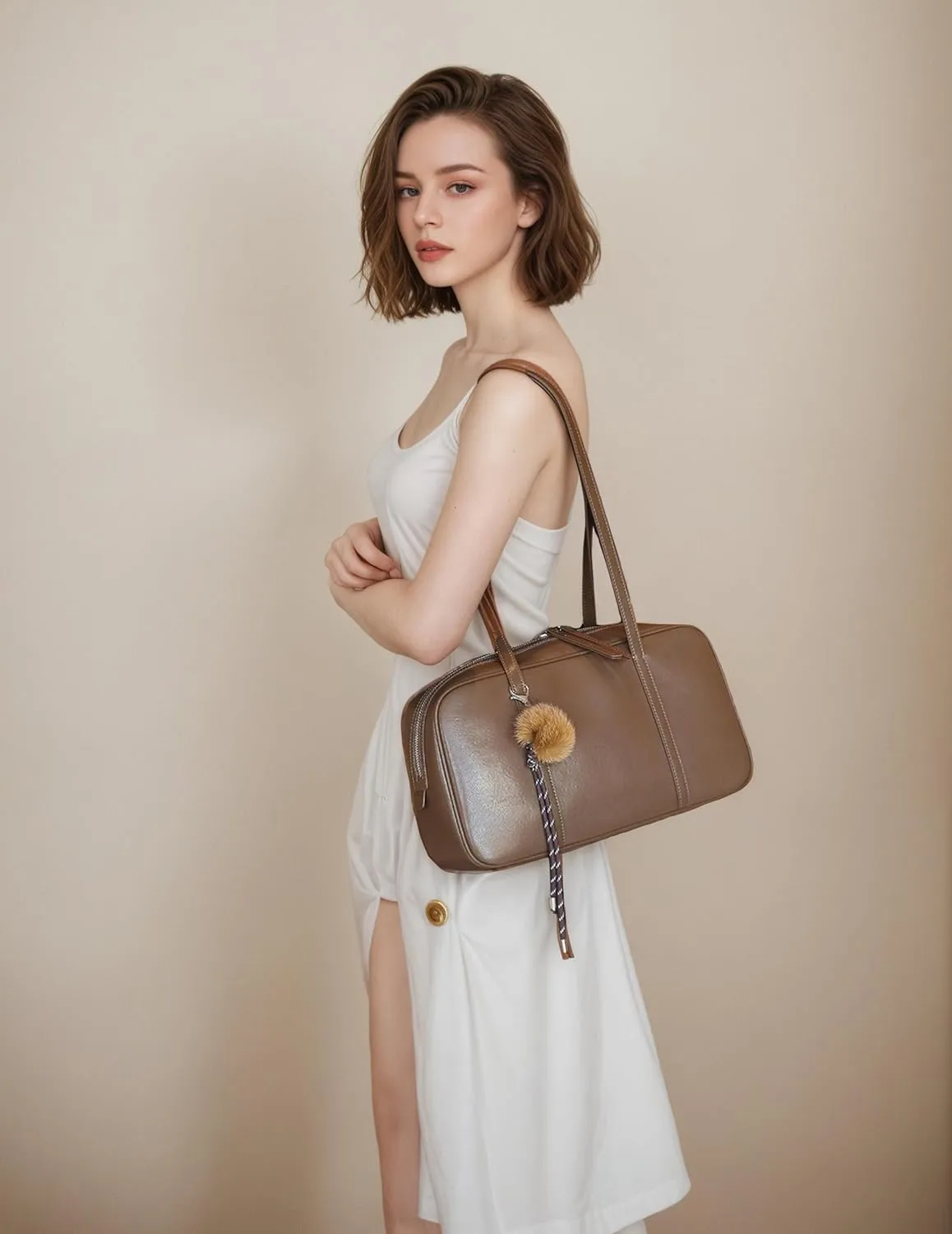 Genuine Leather Women's Handbag - Stylish Shoulder Bag and Versatile Multiple Compartments, large capacity