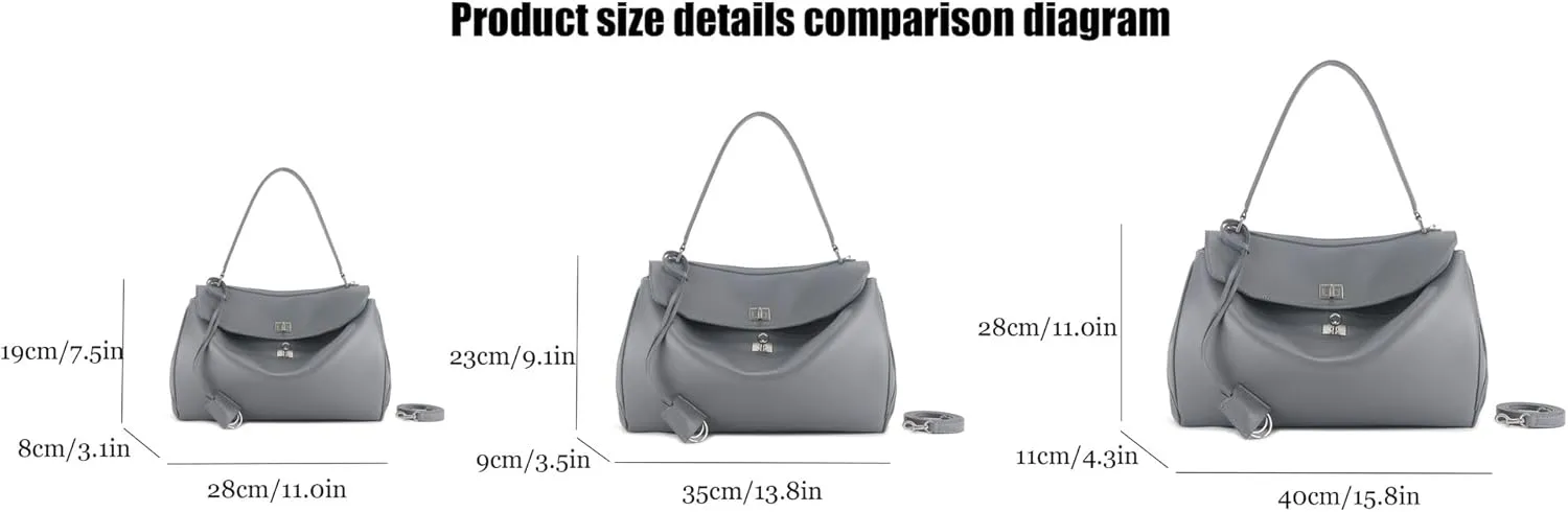 Genuine Leather Women's Shoulder Bag,Fashion Travel Bag, Retro Large Crossbody Travel Work Bag Purse