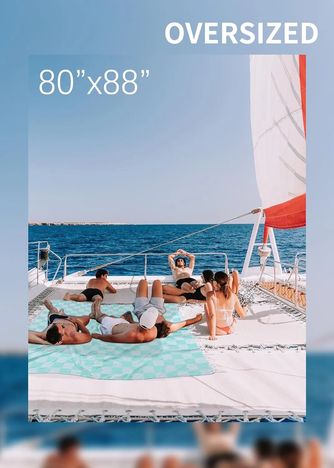 Giant Beach Towel Blanket Autumn Outing Stuff for Women & Men Road Trip Camping Gear Ship Cruise Gear Must Haves Extra Large XXL Aqua Plain Pattern Airplane Accessories Travel Gadgets