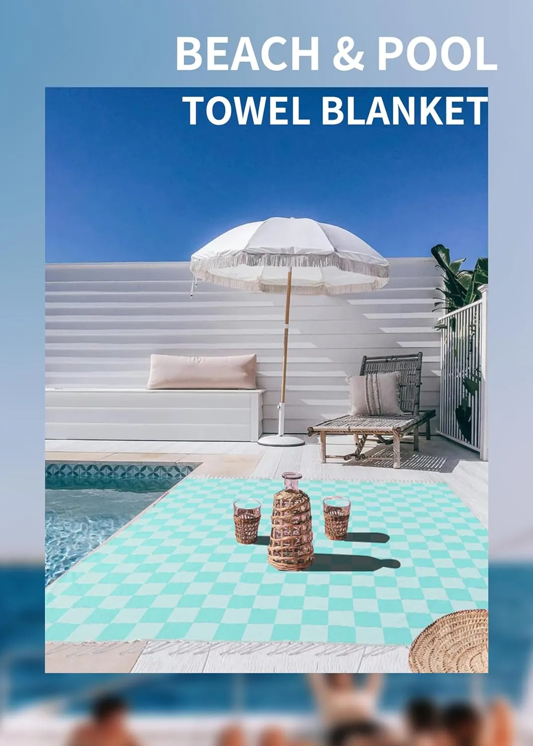 Giant Beach Towel Blanket Autumn Outing Stuff for Women & Men Road Trip Camping Gear Ship Cruise Gear Must Haves Extra Large XXL Aqua Plain Pattern Airplane Accessories Travel Gadgets