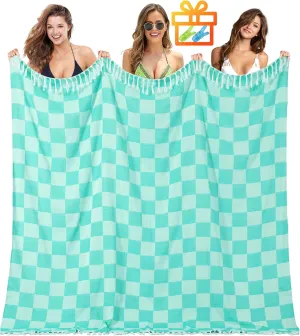 Giant Beach Towel Blanket Autumn Outing Stuff for Women & Men Road Trip Camping Gear Ship Cruise Gear Must Haves Extra Large XXL Aqua Plain Pattern Airplane Accessories Travel Gadgets
