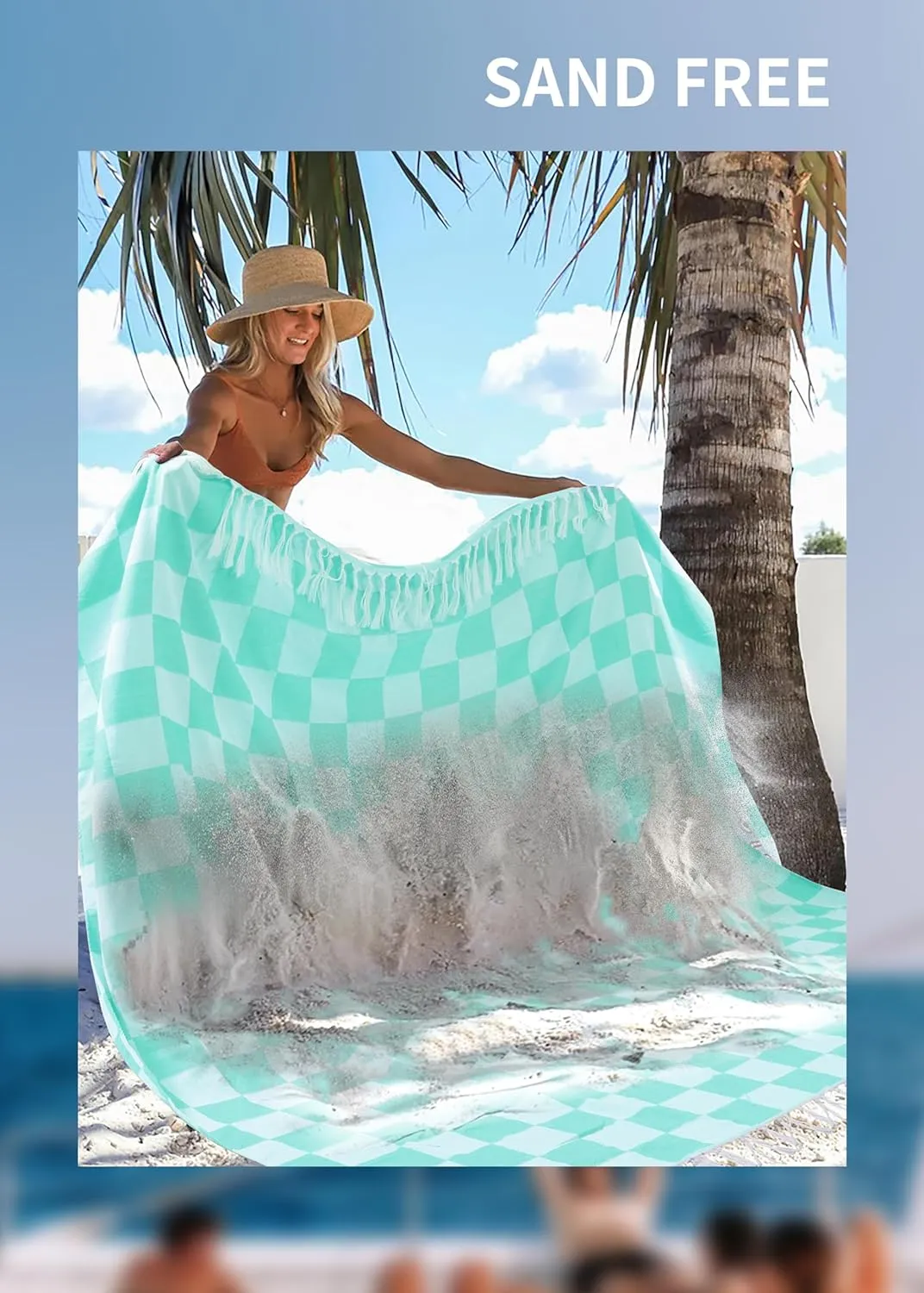 Giant Beach Towel Blanket Autumn Outing Stuff for Women & Men Road Trip Camping Gear Ship Cruise Gear Must Haves Extra Large XXL Aqua Plain Pattern Airplane Accessories Travel Gadgets