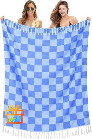 Giant Beach Towel Blanket Autumn Outing Stuff for Women & Men Road Trip Camping Gear Ship Cruise Gear Must Haves Large L Blue Plain Pattern Yard Mat Airplane Accessories Travel Gadgets