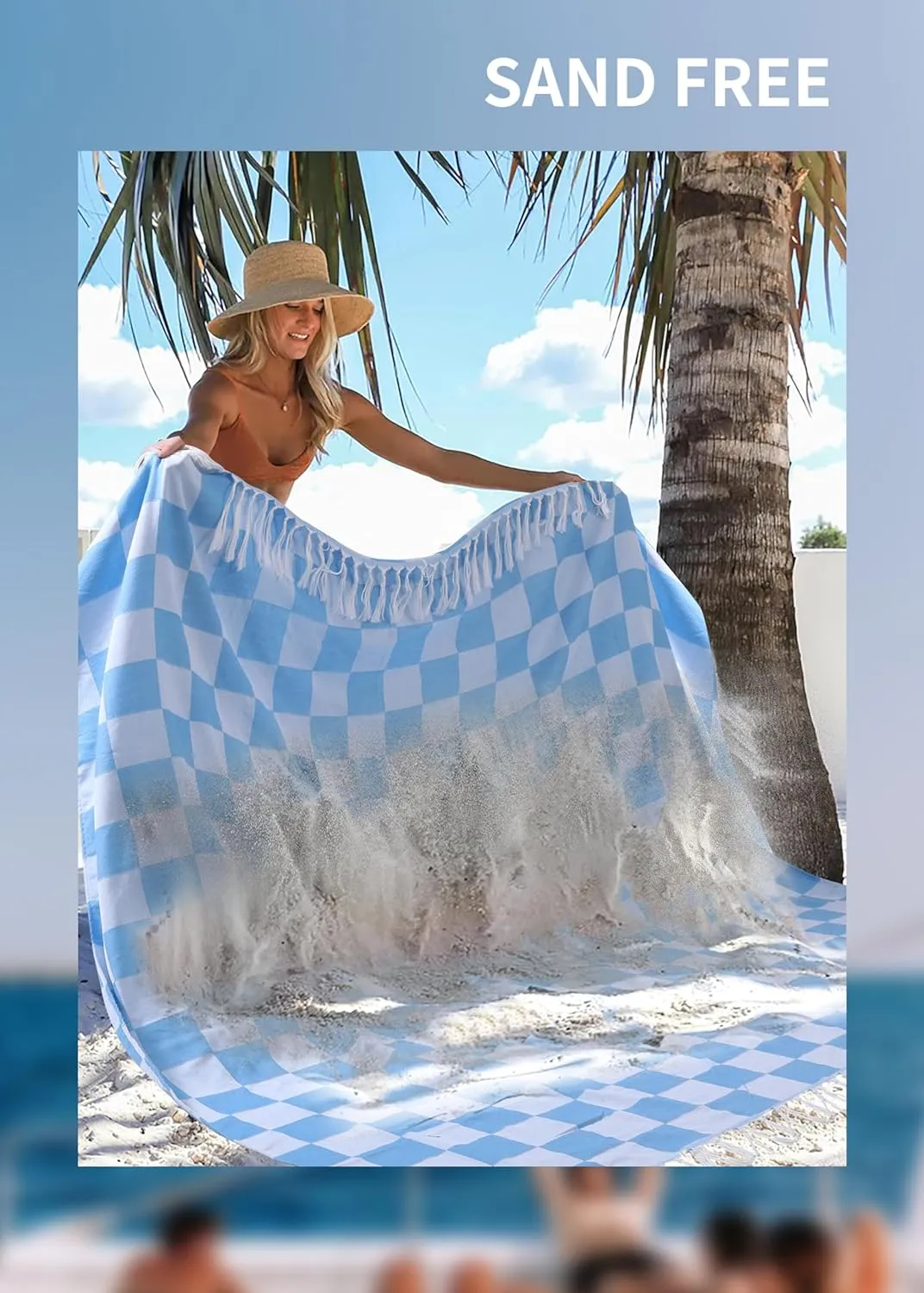 Giant Beach Towel Blanket Autumn Outing Stuff for Women & Men Road Trip Camping Gear Ship Cruise Gear Must Haves Large L Blue Plain Pattern Yard Mat Airplane Accessories Travel Gadgets
