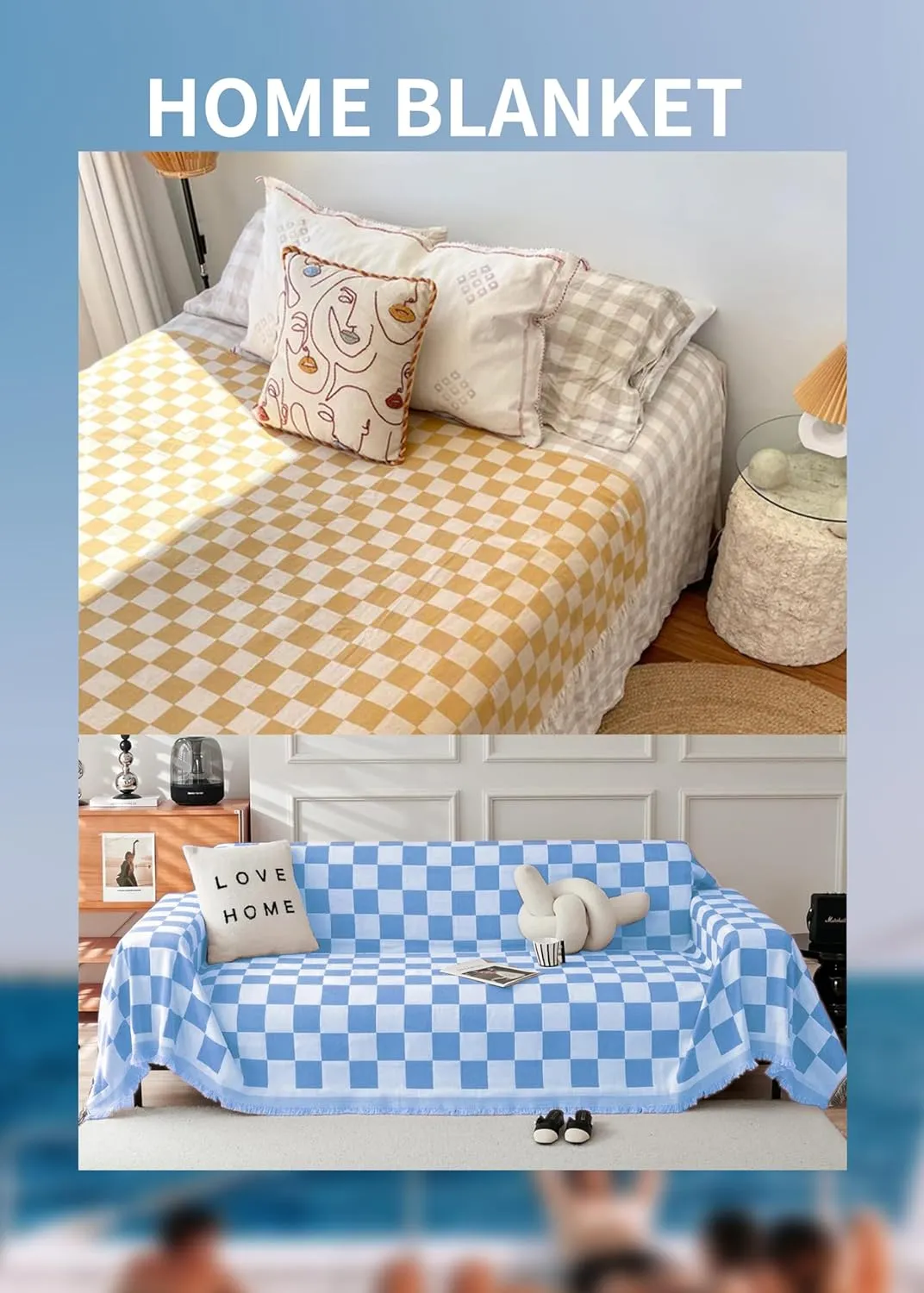 Giant Beach Towel Blanket Autumn Outing Stuff for Women & Men Road Trip Camping Gear Ship Cruise Gear Must Haves Large L Blue Plain Pattern Yard Mat Airplane Accessories Travel Gadgets