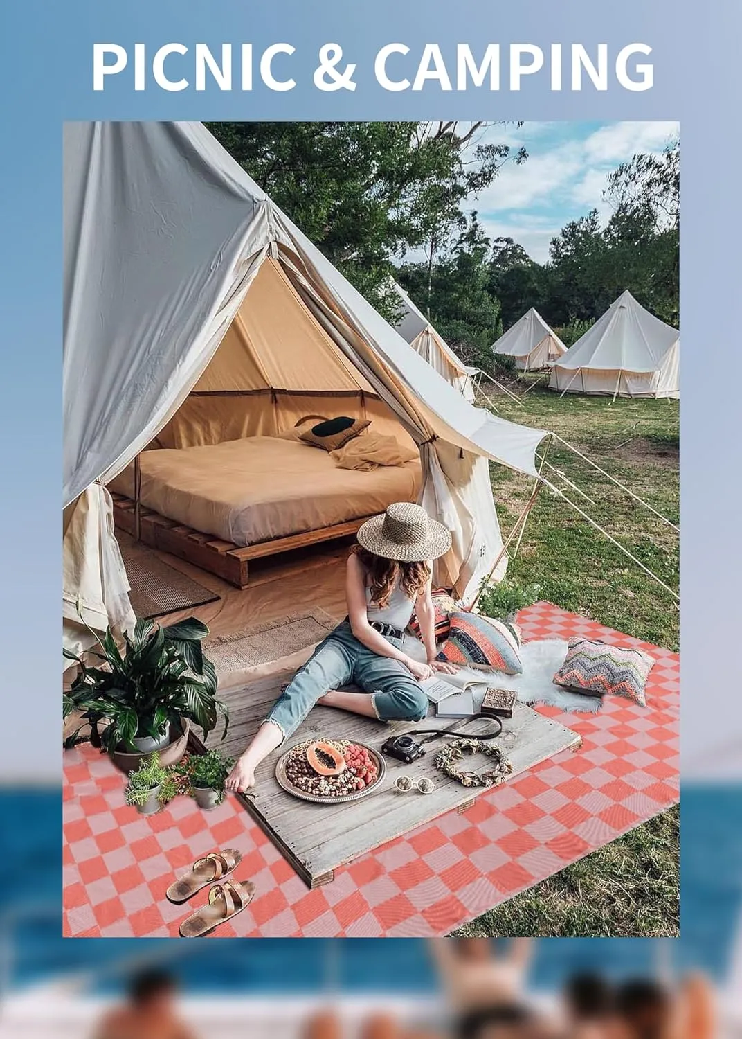 Giant Beach Towel Blanket Autumn Outing Stuff for Women & Men Road Trip Camping Gear Ship Cruise Gear Must Haves Yard Mat Large L Coral Plain Pattern Airplane Accessories Travel Gadgets