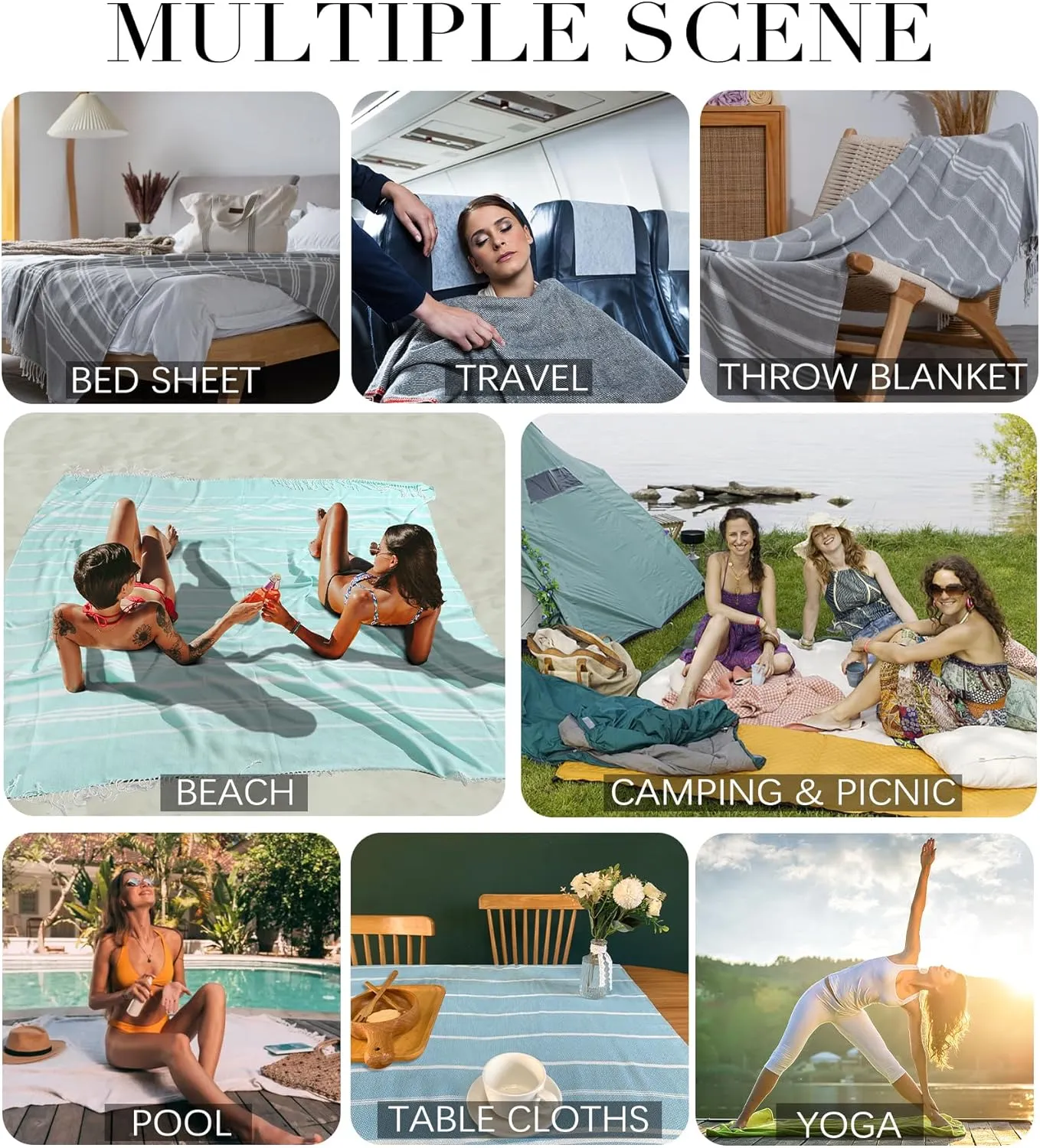 Giant Huge Thin Boho Throw Blanket Turkish Beach Blanket Towel Jumbo Extra Large XL XXL Big Oversized Outdoor Picnic Accessories Airplane Travel Essentials Camping Gears Must Haves Yard Yoga Mat Black