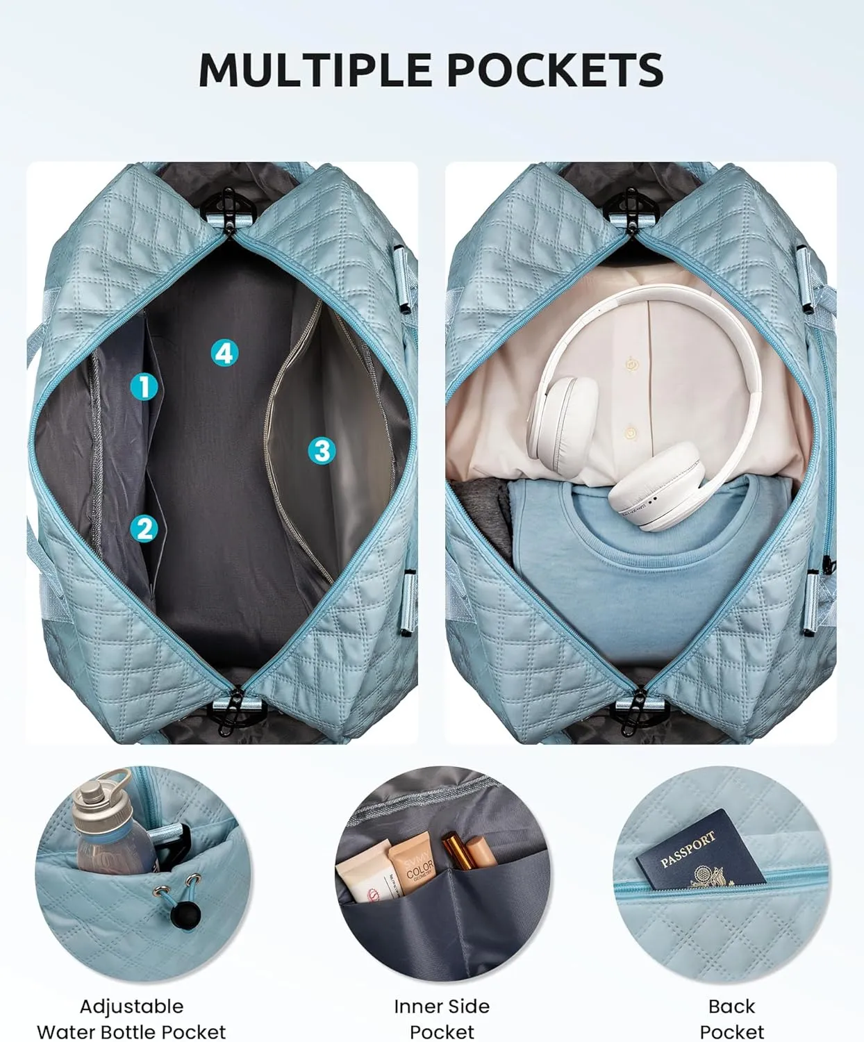 Gifts for Kids-Initial Duffle Bag with Shoe Compartment, Personalized Girls Weekender Bag, Monogram Overnight Bag for Women, Letter Travel Bag with Makeup Bag，Gift for Women Friend (Letter A)