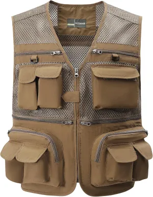 Gihuo Men's Fishing Safari Vest with Pockets for Summer Travel