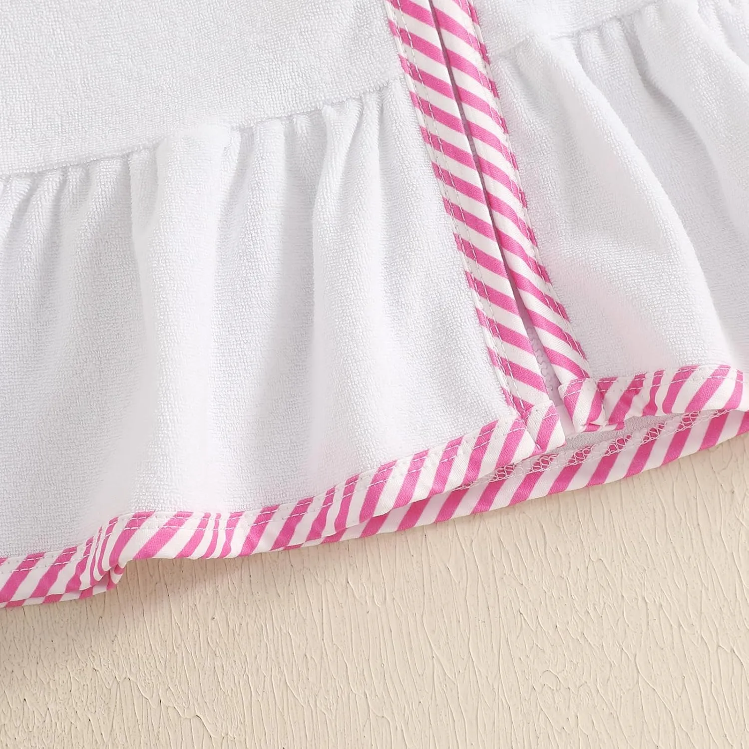 Girls Hooded Terry Coverups One Piece Swimsuits Beach Stripe Trim Zip Up Fly Sleeve Swim Cover Up Swimwear