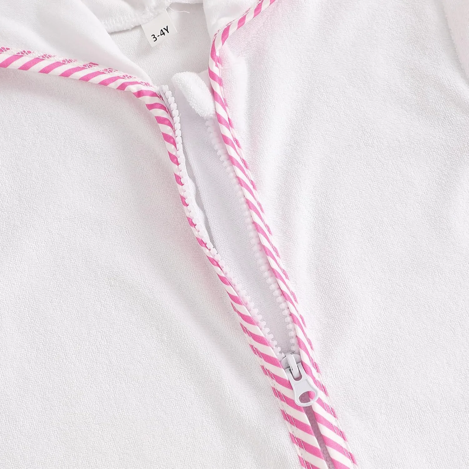 Girls Hooded Terry Coverups One Piece Swimsuits Beach Stripe Trim Zip Up Fly Sleeve Swim Cover Up Swimwear