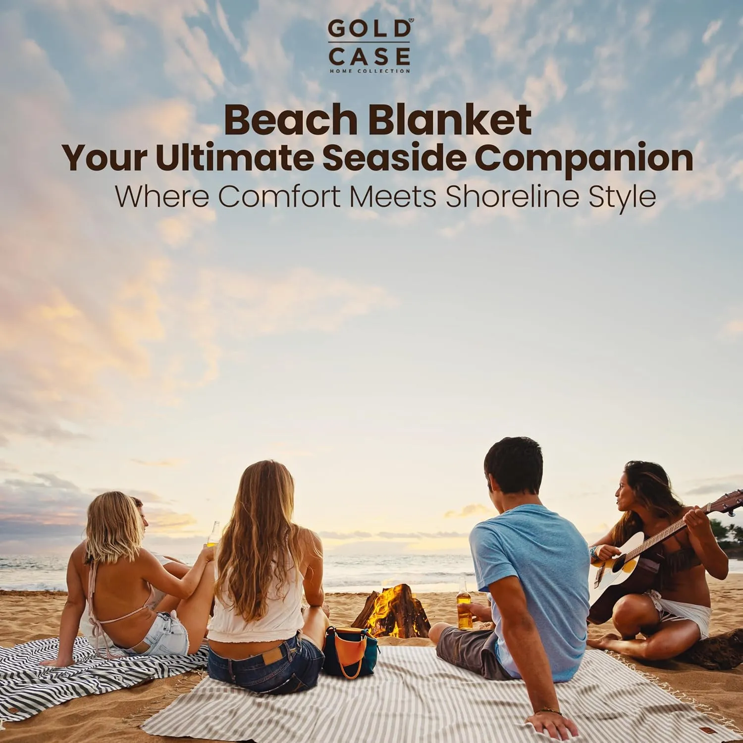 Gold CASE Turkish Beach Towel – 100% Cotton Large Turkish Bath Towels with Bag 71 x 40'' – MYRA Oversized, Quick Dry & Sand Free Towels – Lightweight Peshtemal – Turquoise