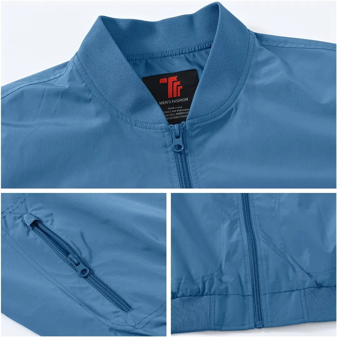Gopune Men's Windproof Bomber Jacket Lightweight Windbreaker Outdoor Golf Fashion Coat