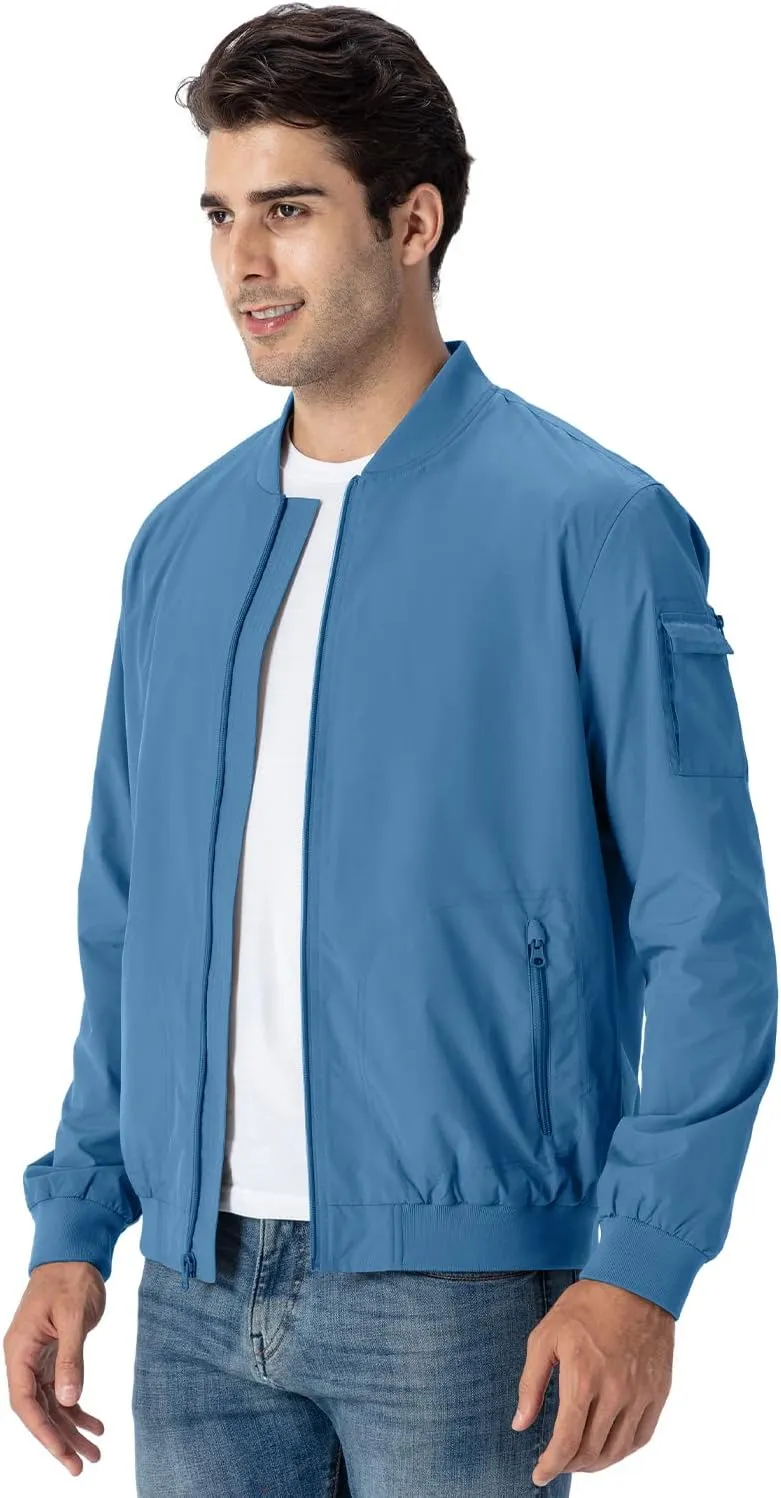 Gopune Men's Windproof Bomber Jacket Lightweight Windbreaker Outdoor Golf Fashion Coat