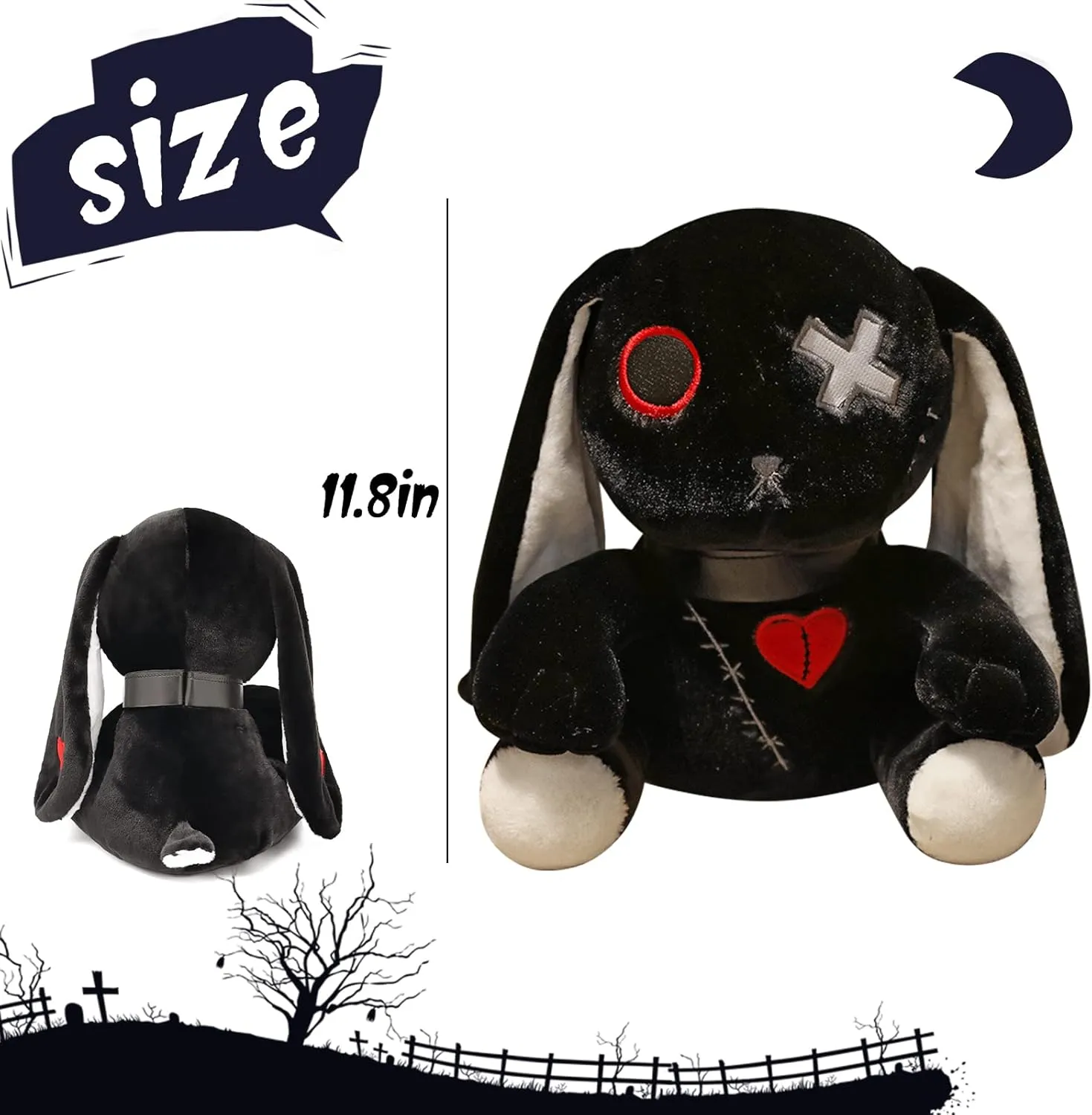 Goth Bunny Plush Rabbit Horror Plushies Easter Stuffed Animal Creepy Spooky Crazy Rabbit Plushie Toy
