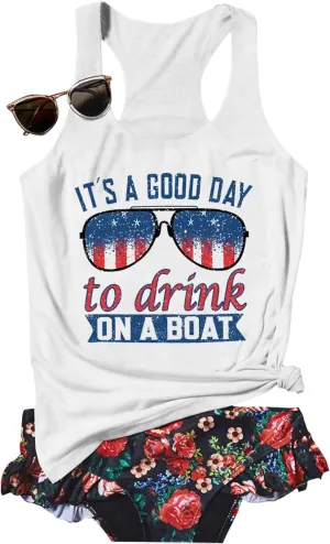 Graphic Tees for Women Summer Tank Tops Vacation Outfits for Women Country Concert Tops Summer Racer Back Tank Tops