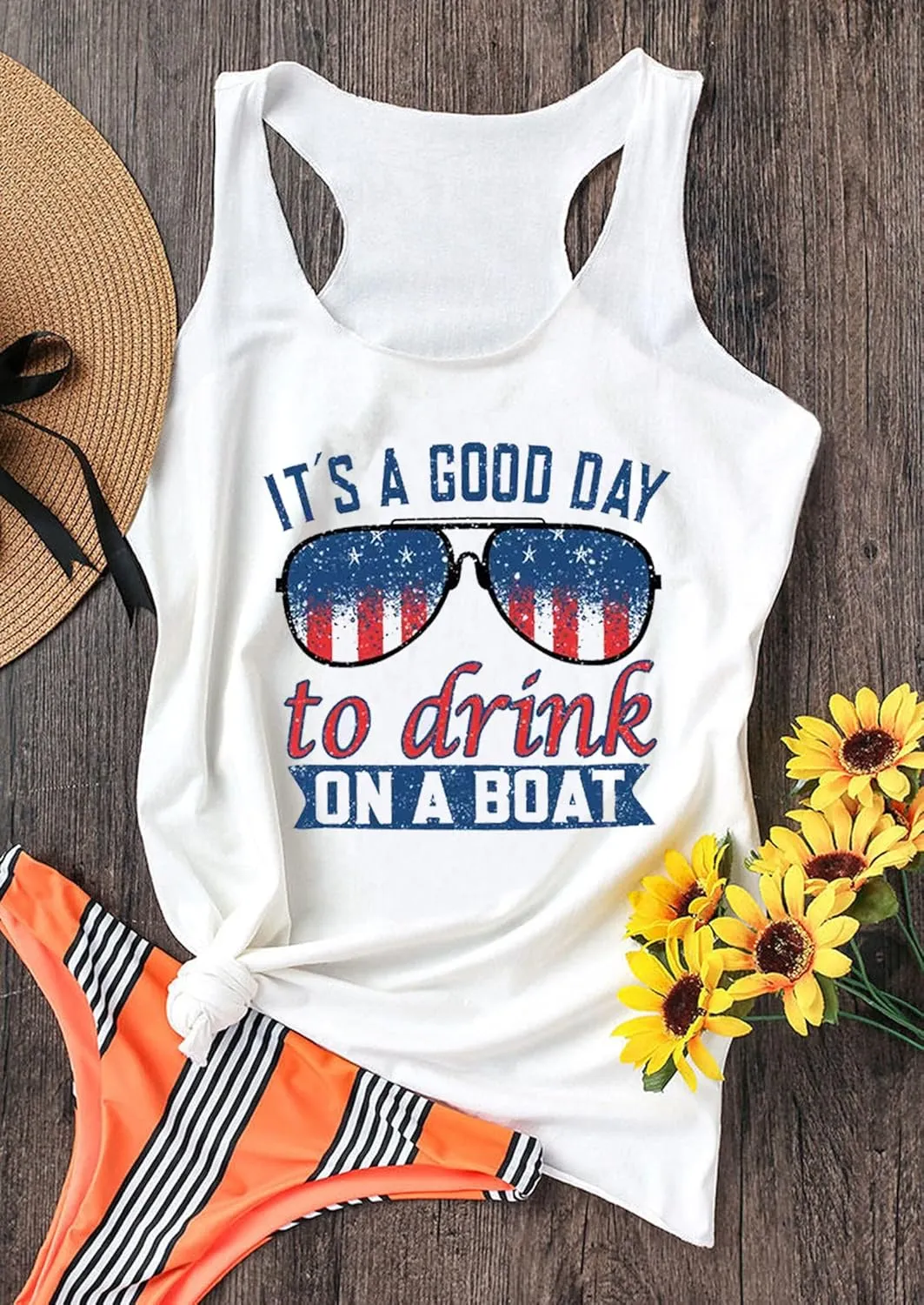 Graphic Tees for Women Summer Tank Tops Vacation Outfits for Women Country Concert Tops Summer Racer Back Tank Tops