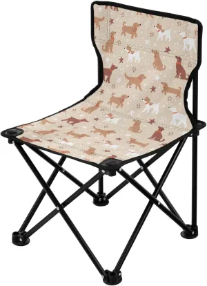 Gredecor Portable Folding Camping Chair with Carrying Bag, Outdoor Portable Chair for Foldable Lawn Chair,Outdoor Camp Chair for Fishing Outside Sports (Cute Dogs Beige with Stars)