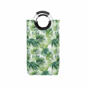 Green Palm Leaves  Square Laundry Basket