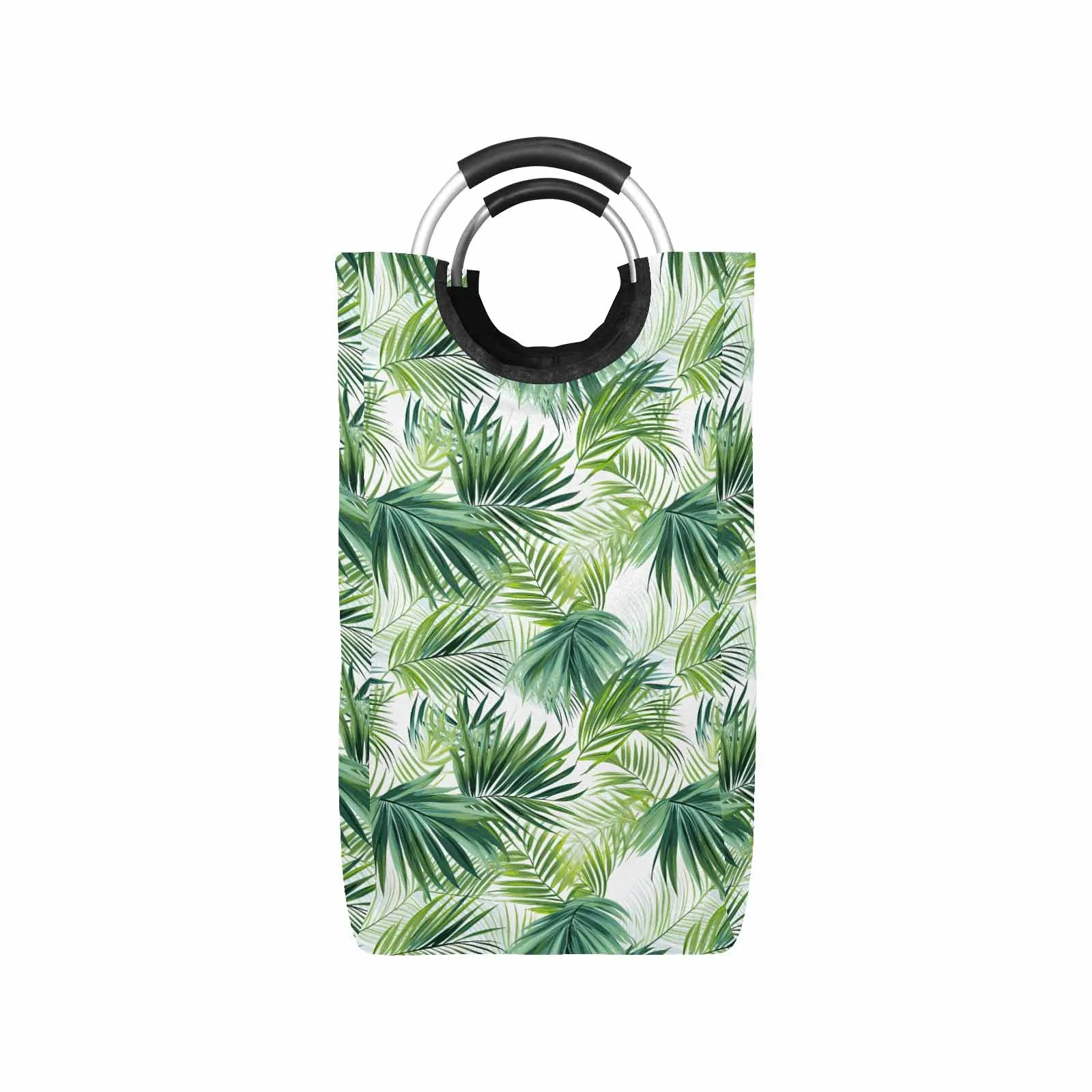 Green Palm Leaves  Square Laundry Basket