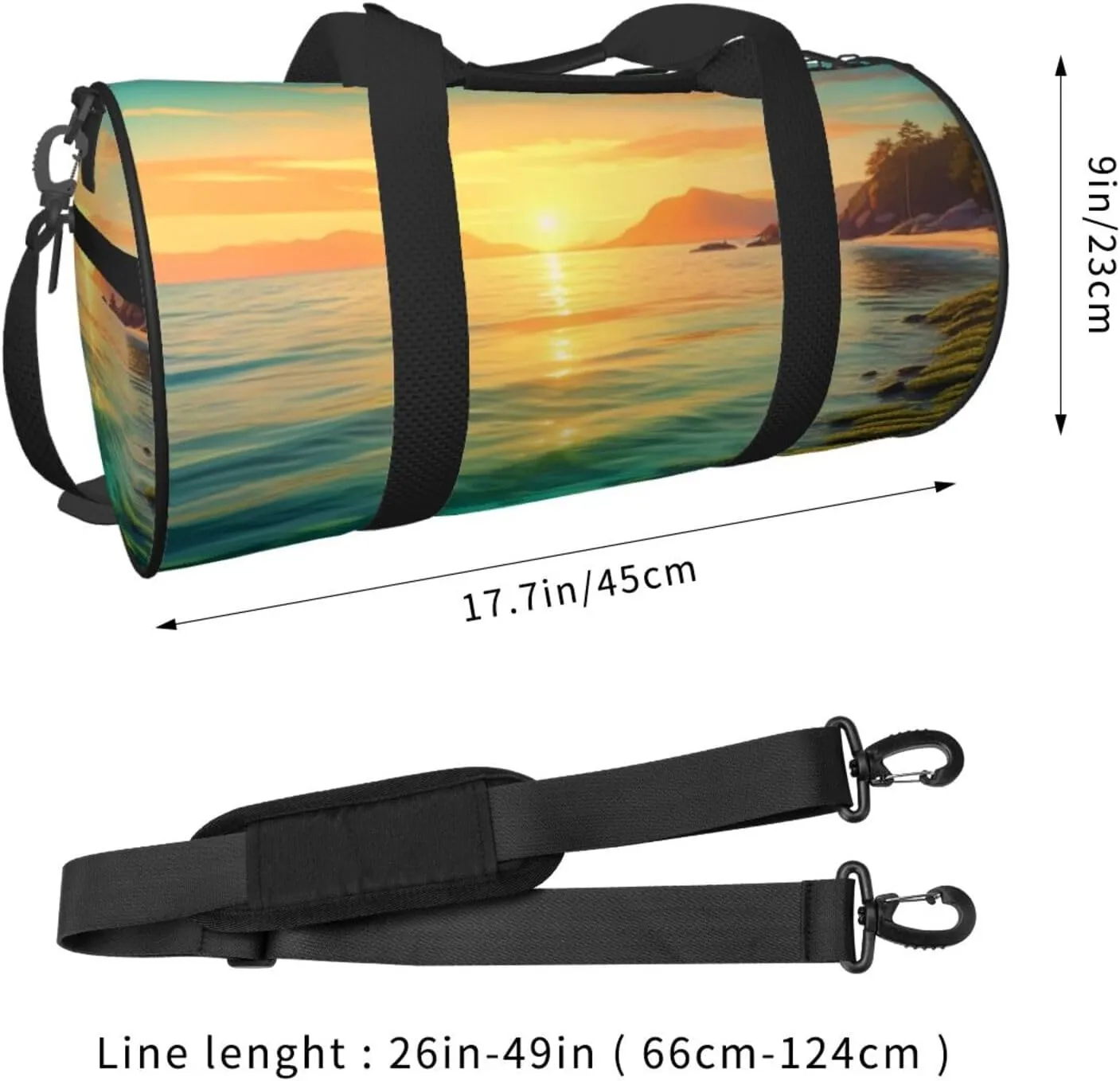 Green Sea Blue Seaweed Printed Travel Bag,Round Personal Item Storage bag,Foldie Duffel Bag for Traveling Vacation,Fitness,Sports