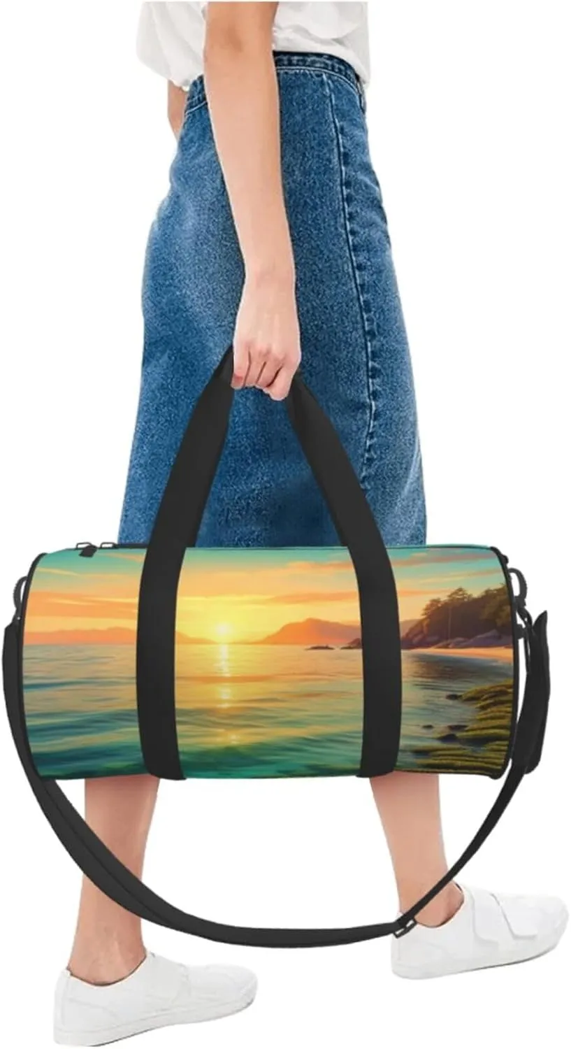 Green Sea Blue Seaweed Printed Travel Bag,Round Personal Item Storage bag,Foldie Duffel Bag for Traveling Vacation,Fitness,Sports