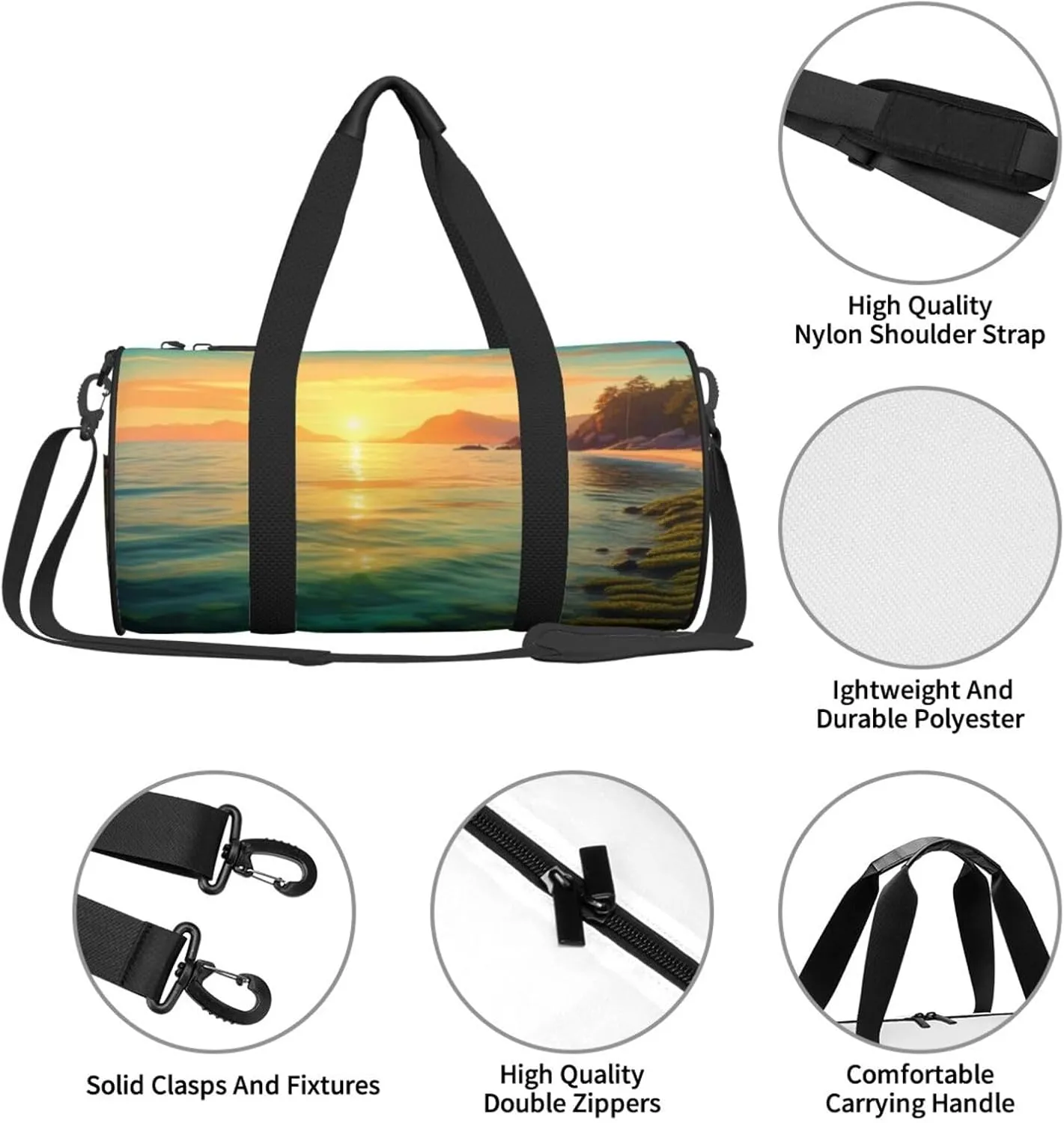 Green Sea Blue Seaweed Printed Travel Bag,Round Personal Item Storage bag,Foldie Duffel Bag for Traveling Vacation,Fitness,Sports