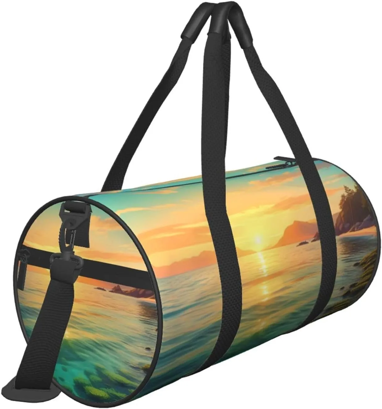 Green Sea Blue Seaweed Printed Travel Bag,Round Personal Item Storage bag,Foldie Duffel Bag for Traveling Vacation,Fitness,Sports