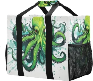 Green Splash Octopus Foldable Travel Duffel Bag for Men Women Waterproof Weekender Overnight Carry On Tote Bag with Comfortable Handle Personal Item Travel Bag for Sport Hospital Business Trips