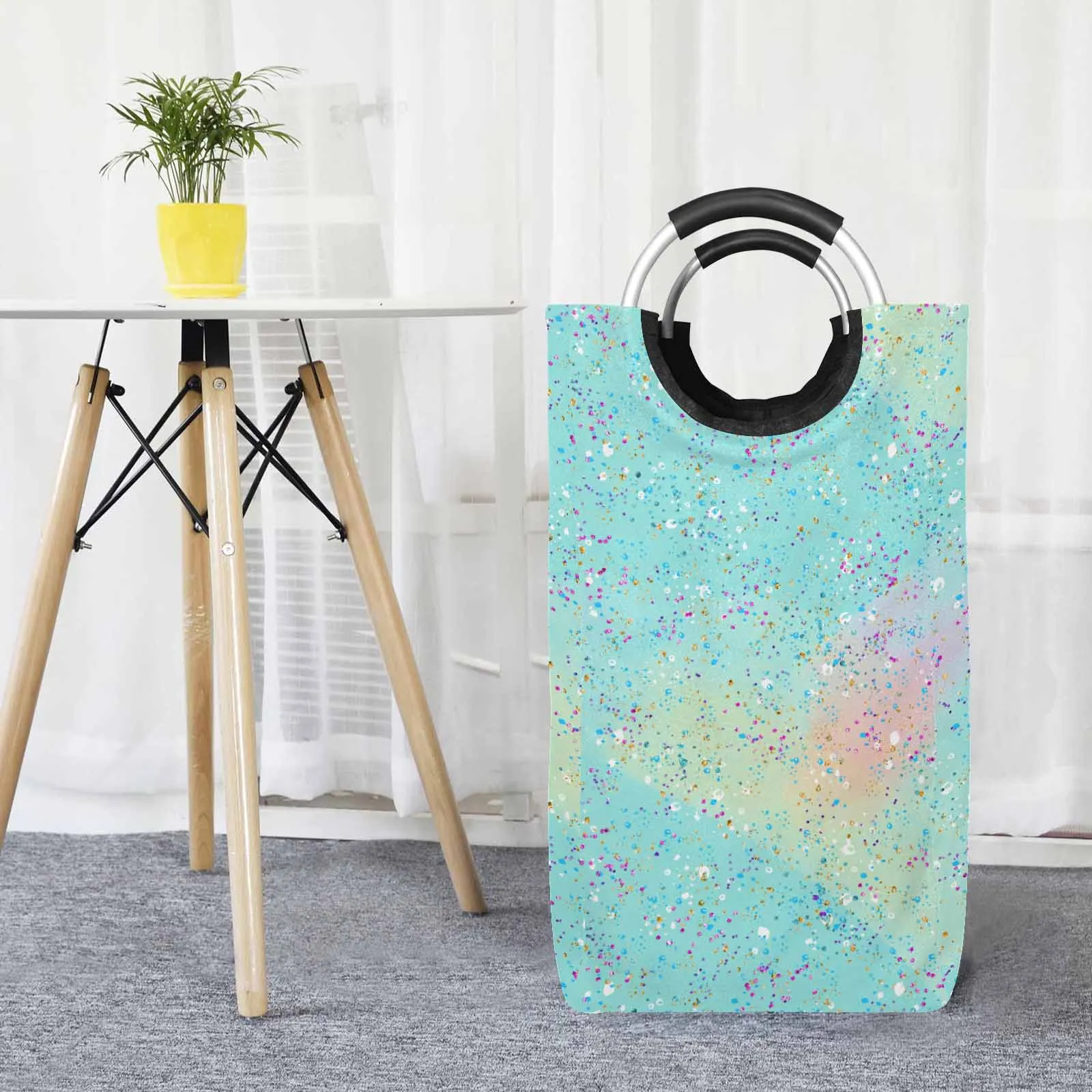 Green Splash  Square Laundry Basket