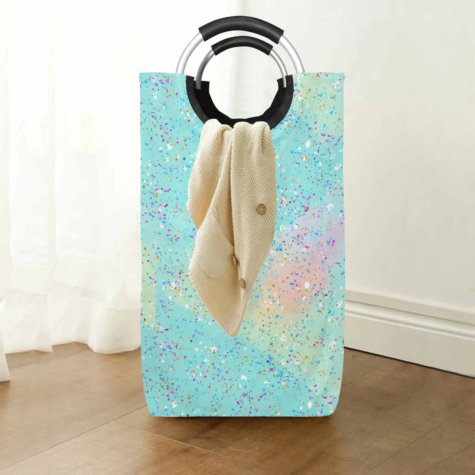 Green Splash  Square Laundry Basket