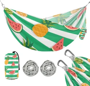 Green White Striped Summer Fruit 330lb Capacity Outdoor Hammocks with Portabl Carry Bag Fabric Hammock for Camping Travel Accessories hamaca con Base para adultos