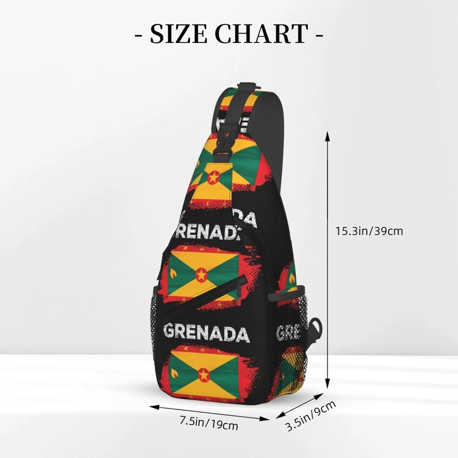 Grenada Flag Grenadian Proud Roots Crossbody Bag Cross Chest Bag Adjustable Sling Backpack Sports Gym Shoulder Bags Travel Cycling Daypack Diagonally Casual Rucksack