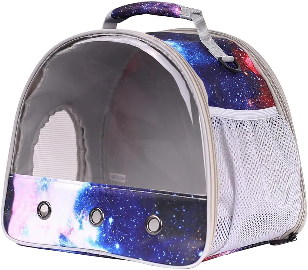 Guinea Pig Carrier Travel Cage for 2, Bearded Dragon Small Animal Lizard Travel Carrier for Hamster Birds, Portable with Clear Window Transparent View Vet Bag (Carrier - Blue)