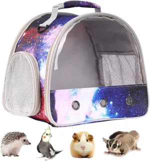 Guinea Pig Carrier Travel Cage for 2, Bearded Dragon Small Animal Lizard Travel Carrier for Hamster Birds, Portable with Clear Window Transparent View Vet Bag (Carrier - Blue)