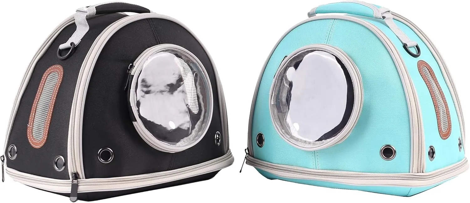 Guinea Pig Travel Carrier Cage, Portable Carry Bag for Two (2) Pigs, Reptile Bearded Dragon Lizard Carrier Bag for Small Animals Hamster Hedgehog Bird Bunny Kitten (Black, Typical Oxford)